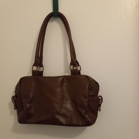 Volcom Brown Leather Shoulder Bag Vintage Look - Picture 5 of 12